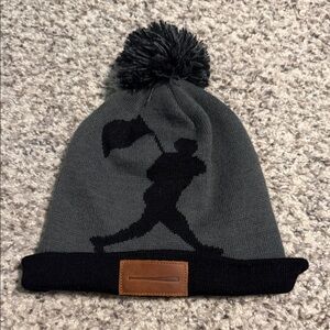 Baseballism Gray and Black Pom-Pom Beanie